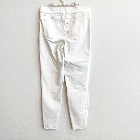 SPANX Women's Distressed Ankle Skinny Jeans Pull-On White Raw Hem Large - Picture 4 of 5